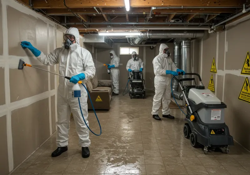 Basement Moisture Removal and Structural Drying process in Nellis Air Force Base, NV